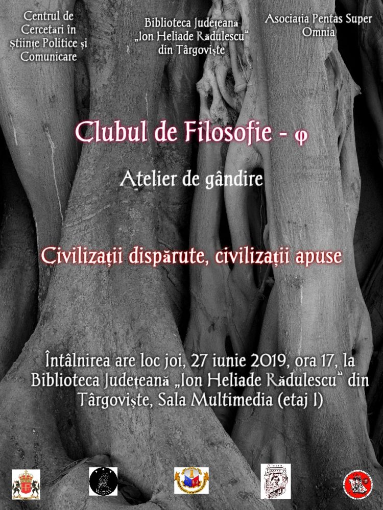 O NOUĂ ÎNTÂLNIRE A CLUBULUI DE FILOSOFIE.TEMA-„CIVILIZAȚII DISPĂRUTE,CIVILIZAȚII APUSE”