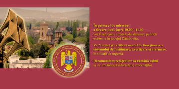 EXERCIŢII LUNARE PENTRU TESTAREA ȘI VERIFICAREA SISTEMULUI DE ÎNȘTIINȚARE, AVERTIZARE ȘI ALARMARE ÎN SITUAȚII DE PROTECȚIE CIVILĂ