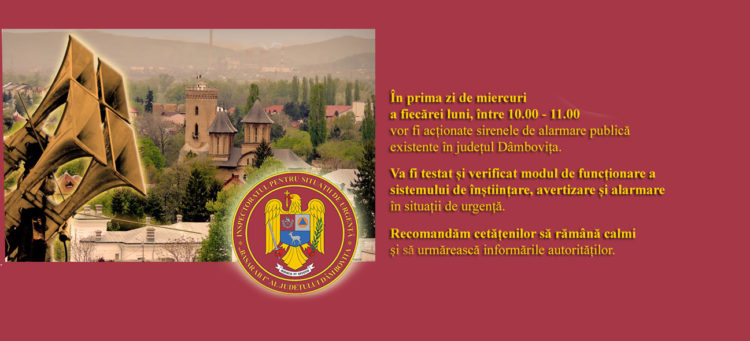 EXERCIŢII LUNARE PENTRU TESTAREA ȘI VERIFICAREA SISTEMULUI DE ÎNȘTIINȚARE, AVERTIZARE ȘI ALARMARE ÎN SITUAȚII DE PROTECȚIE CIVILĂ