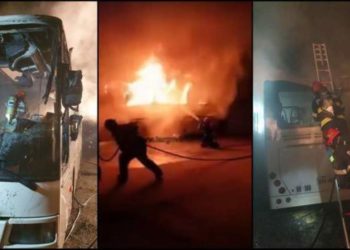 Mai multe autobuze au fost incendiate în Târgoviște!
