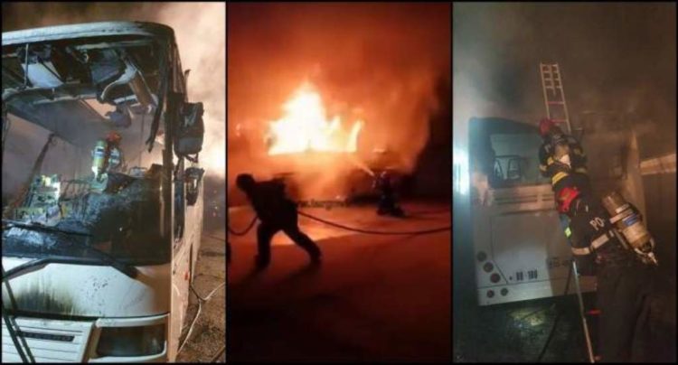 Mai multe autobuze au fost incendiate în Târgoviște!