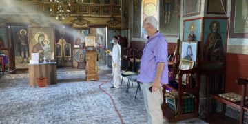 PENTRU SLUJBE ÎN SIGURANȚĂ EDILUL DE LA ȘELARU A EFECTUAT DEZINFECȚII PROFESIONALE ÎN TOATE CELE TREI BISERICI ORTODOXE DIN LOCALITATE