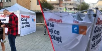 Un cort USR PLUS pentru strângere de semnături a fost distrus de persoane necunoscute!