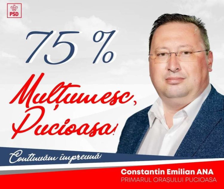 Constantin Ana transmite un mesaj de mulțumire după ce a fost reales primar al orașului Pucioasa!