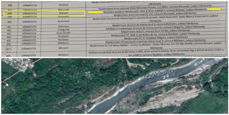 Demolare punte și realizare pod rutier și drum asfaltat în comuna Brănești