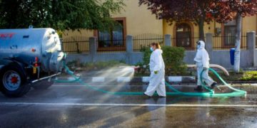 La Tiu s-a reluat dezinfectarea străzilor și trotuarelor!