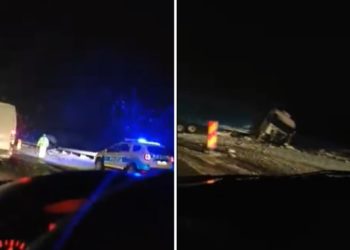 Un camion încărcat cu fier a luat foc pe raza localitătii dâmbovițene Petrești!