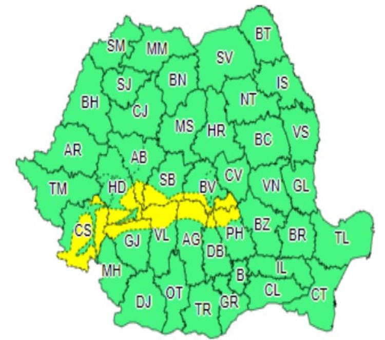 Cod galben de ninsoare în zona montană dâmbovițeană!