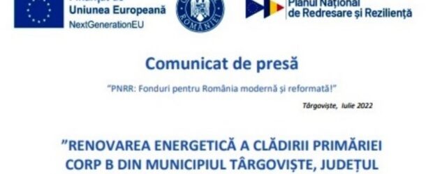 RENOVAREA ENERGETICĂ A CLĂDIRII PRIMĂRIEI CORP B DIN MUNICIPIUL TÂRGOVIȘTE, JUDEȚUL DÂMBOVIȚA