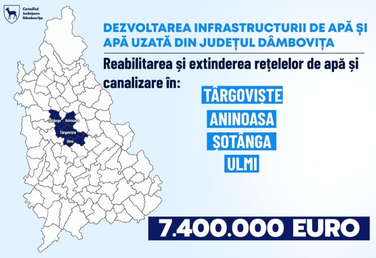 A fost semnat contractul de reabilitare și extindere a rețelelor de alimentare și canalizare în Târgoviște, Aninoasa, Șotânga și Ulmi