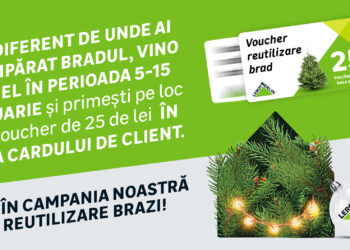 Românii pot aduce bradul uscat în magazinele Leroy Merlin, indiferent de unde l-au achiziționat și vor beneficia de un voucher de cumpărături