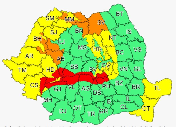 Avertizare meteorologică – COD ROȘU pentru fenomene meteo în zona montană a județului Dâmbovița