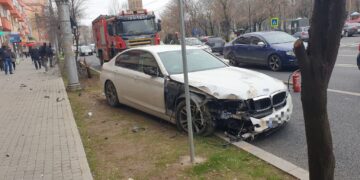 Video- Accident în centrul municipiului Târgoviște, pe bulevardul Mircea cel Bătrân