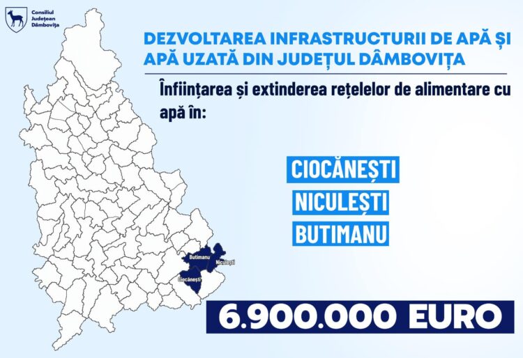 Astăzi, a fost semnat contractul de extindere și înființarea de rețele de apă în comunele Butimanu, Niculești și Ciocănești