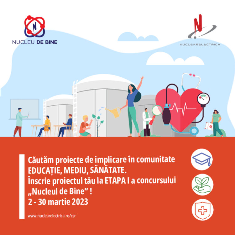 Nuclearelectrica lansează prima etapă din 2023 a selecției de proiecte CSR – “Nucleu De Bine”, cu un buget alocat de 2 milioane de lei