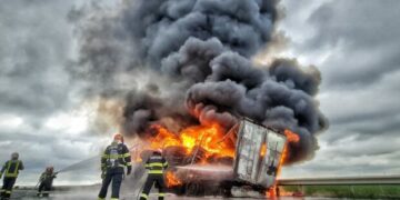 Incendiu izbucnit la un camion în comuna Ulmi