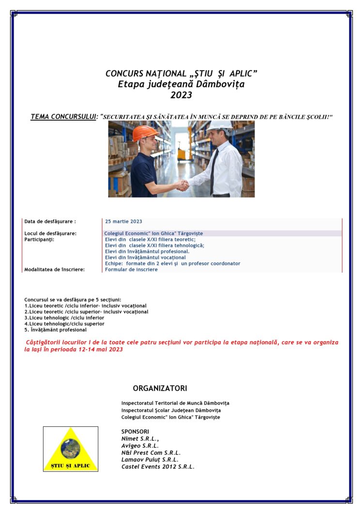 „ŞTIU ŞI APLIC”, o inițiativă a Inspecției Muncii, derulată prin intermediul Inspectoratelor Teritoriale de Muncă