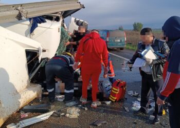 Intervenție în cazul unui accident rutier produs pe A1 km 53, raza localității Corbii Mari