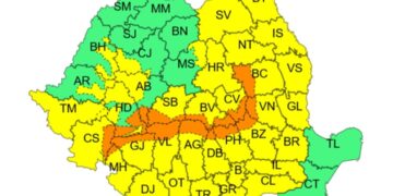 Administrația Națională de Meteorologie a emis două mesaje de avertizare meteorologică