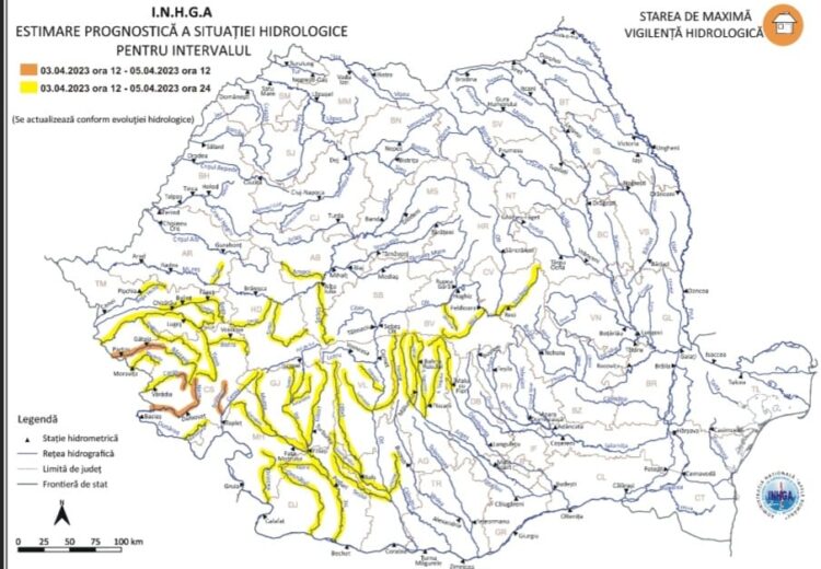 Institutul National de Hidrologie si Gospodarire a Apelor a emis un mesaj de atenționare