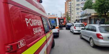 Intervenție în cazul unui incendiu izbucnit la un apartament în municipiul Târgoviște, bulevardul Unirii