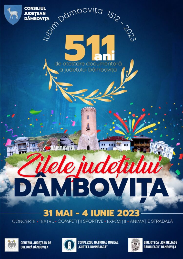Zilele Județului Dâmbovița – în perioada 𝟑𝟏 𝐦𝐚𝐢 – 𝟒 𝐢𝐮𝐧𝐢𝐞! Vezi cine va urca pe scenă!