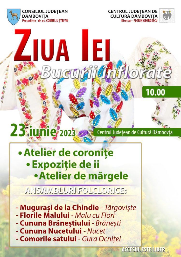 Centrul Județean de Cultură Dâmbovița  organizează, pe data de 23 iunie Ziua Universală a Iei, sau „cămașa cu altiță”