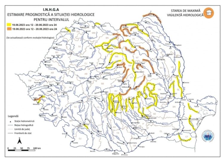 Avertizare hidrologică pe râurile din județ