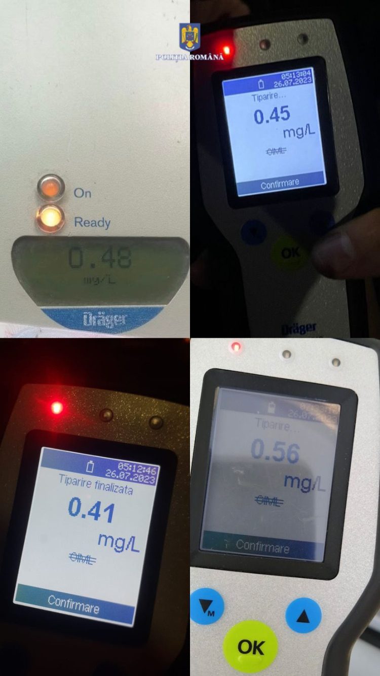 În această dimineață, în urma controalelor efectuate pe drumurile publice, polițiștii rutieri au surprins șase șoferi în timp ce s-ar fi aflat la volan sub influența băuturilor alcoolice