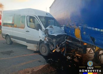 Intervenție în cazul unui eveniment rutier în comuna Ulmi, sat Nisipuri