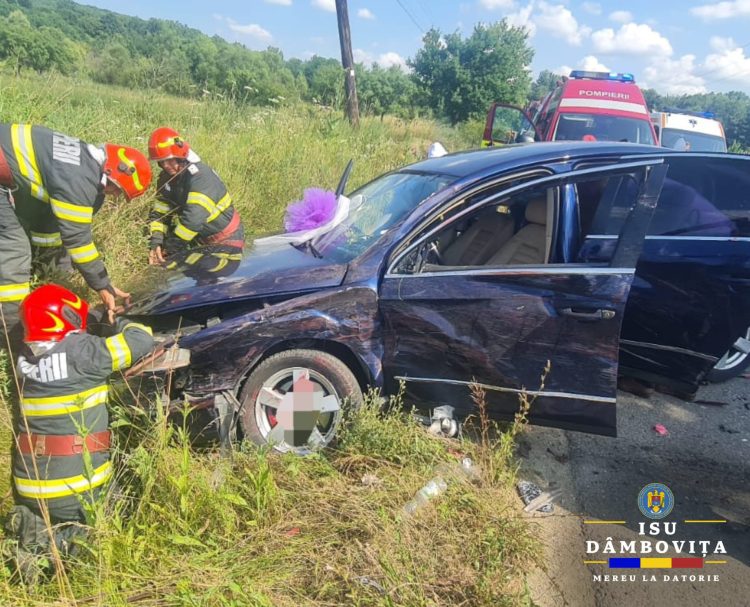 Intervenție în cazul unui eveniment rutier în comuna Ludești, sat Scheiu de Jos.