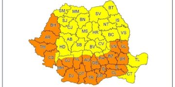 Avertizare meteo -COD PORTOCALIU-valabilă pentru județul Dâmbovița