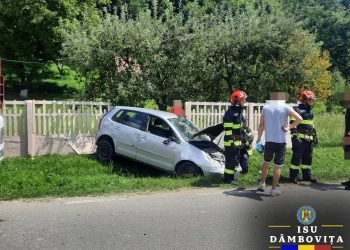 Intervenție în cazul unui eveniment rutier în localitatea Voinești