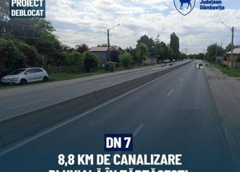 Au început lucrările la sistemul de evacuare a apelor de pe DN 7 din comuna Tărtășești