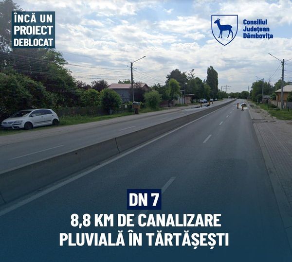Au început lucrările la sistemul de evacuare a apelor de pe DN 7 din comuna Tărtășești