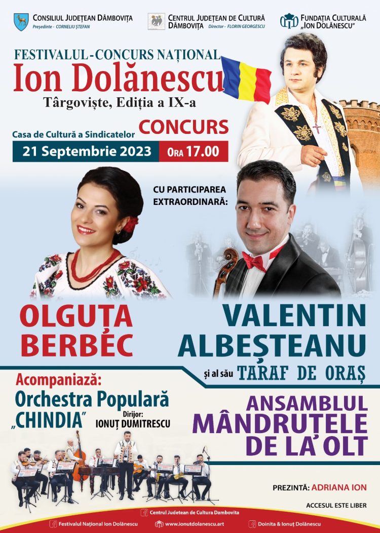 Târgoviște: Festivalul – Concurs Naţional „Ion Dolănescu” (ediția a IX-a) are loc în perioada 21 – 22 septembrie 2023!