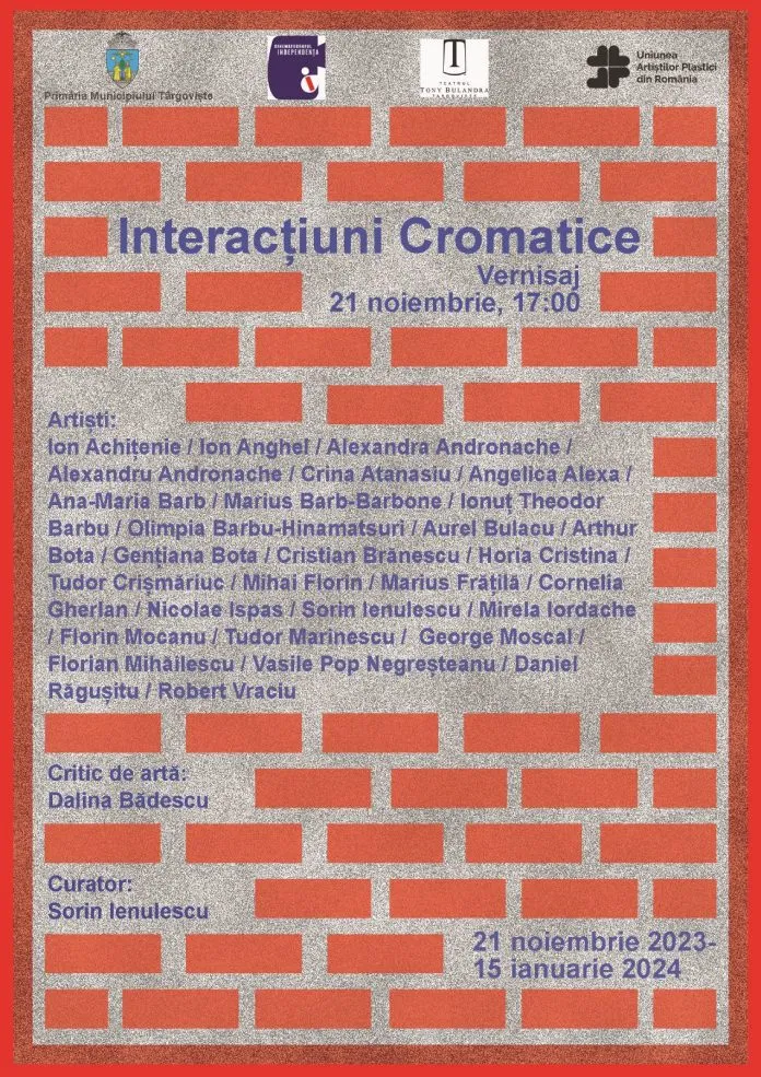 Eveniment cultural la Târgoviște: Expoziția de pictură „Interacțiuni cromatice” debutează cu vernisajul din 21 noiembrie la Galeria de Artă din Cinema Independența!”