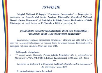 „România Mare – un vis devenit realitate”, concurs pentru elevi organizat la Muzeul de Istorie
