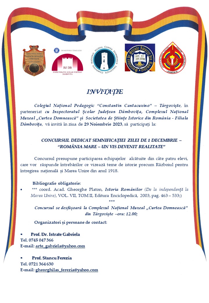 „România Mare – un vis devenit realitate”, concurs pentru elevi organizat la Muzeul de Istorie