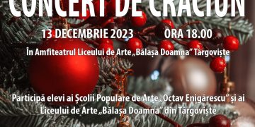 Școala Populară de Arte „Octav Enigărescu”,  organizeză, în data de 13 decembrie, evenimentul „Concert de Crăciun”.