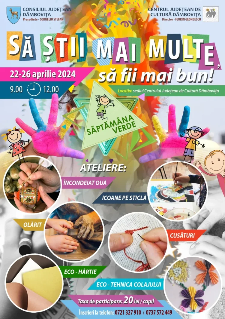 Învață mai mult, devino mai bun!”, săptămână dedicată activităților extracurriculare. Înscrierile se încheie pe 17 aprilie 2024