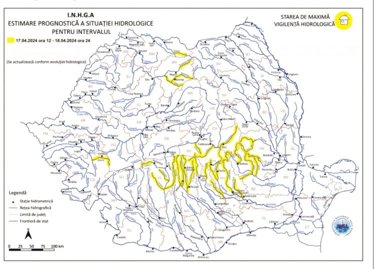 ATENȚIONARE HIDROLOGICĂ – COD GALBEN