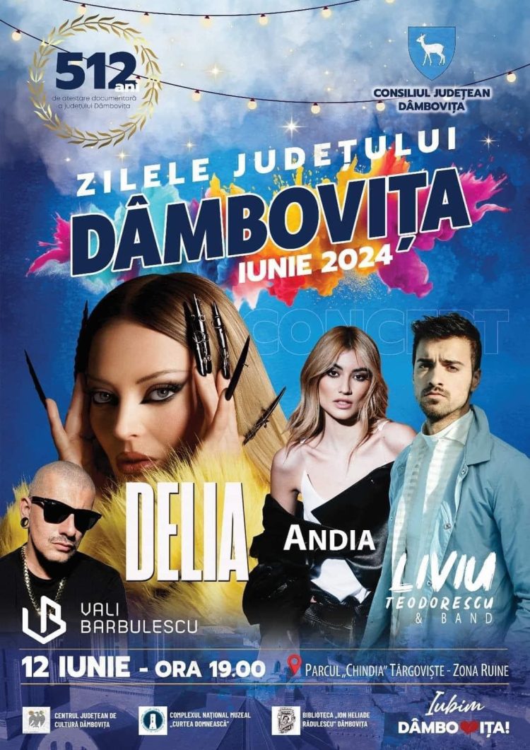 Concert în Parcul Chindia: Liviu Teodorescu & Band, Andia și Delia la „Zilele Județului Dâmbovița”!
