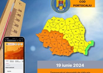 Avertizare meteorologică -Cod Portocaliu- valabilă pentru 19 iunie 2024, în întreg județul Dâmbovița.