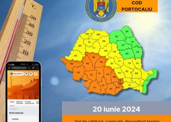 Avertizare meteorologică – Cod Portocaliu -valabilă pentru 20 iunie 2024, în tot județul Dâmbovița.