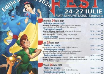 În perioada 24 – 27 iulie 2024, Centrul Judeţean de Cultură Dâmboviţa va organiza cea de-a VIII-a ediţie a Festivalului de teatru pentru copii „Mimesis Fest”