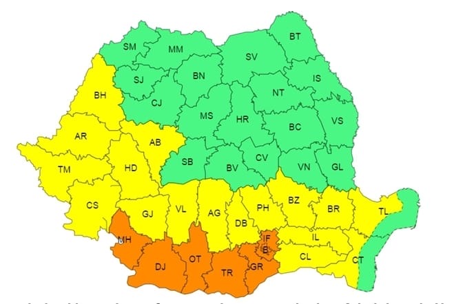 AVERTIZARE METEOROLOGICĂ -COD GALBEN