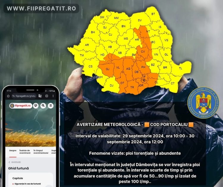 AVERTIZARE METEOROLOGICĂ – COD PORTOCALIU