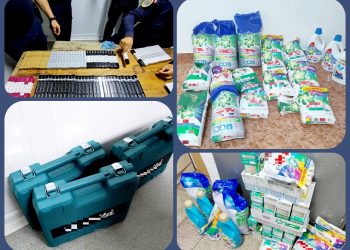 Produse cu denumirile unor mărci de renume confiscate de jandarmi în târgurile anuale din Titu si Cornești, precum si în zone comerciale din Târgoviște