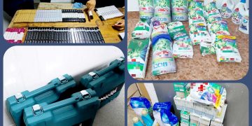 Produse cu denumirile unor mărci de renume confiscate de jandarmi în târgurile anuale din Titu si Cornești, precum si în zone comerciale din Târgoviște